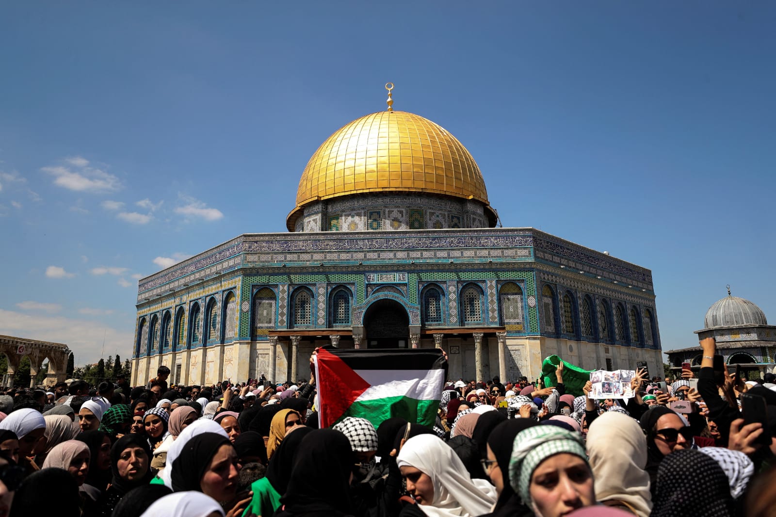 Muslim Worshippers Gather for Friday Prayers at Al-Aqsa During Ramadan