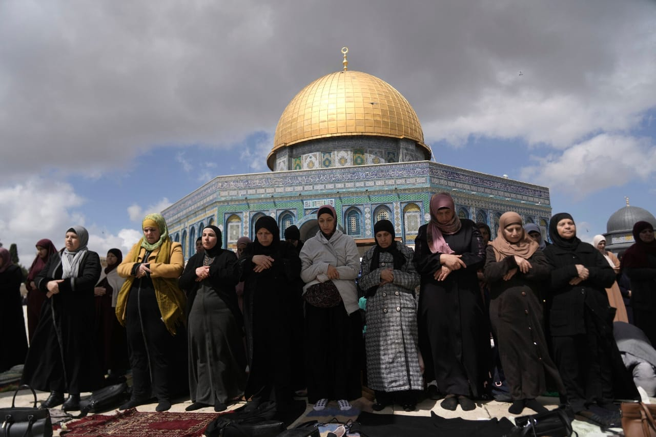 Muslim Worshippers Gather for Friday Prayers at Al-Aqsa During Ramadan