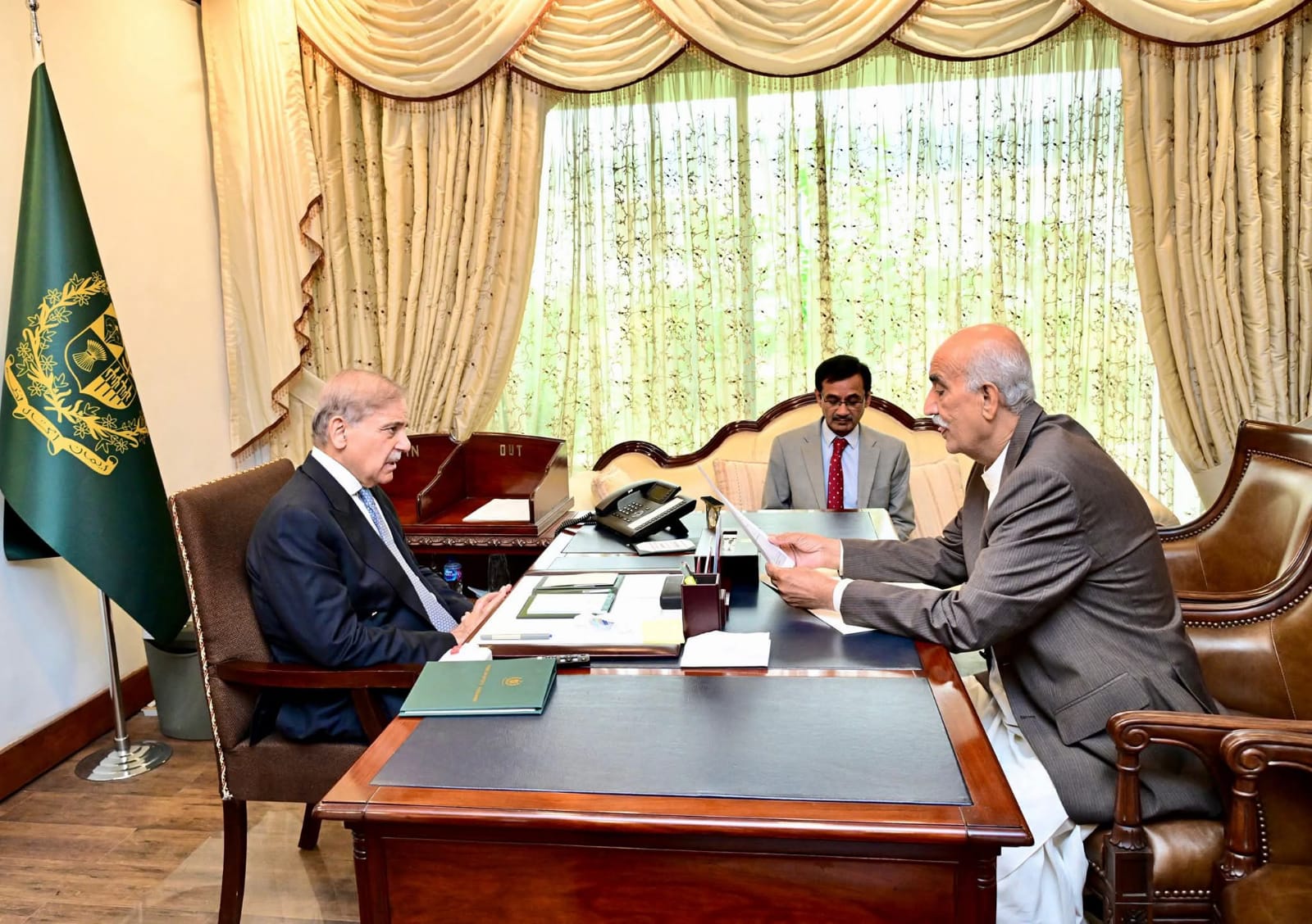 Syed Khurshid Shah Meets Prime Minister Shehbaz Sharif at Parliament House