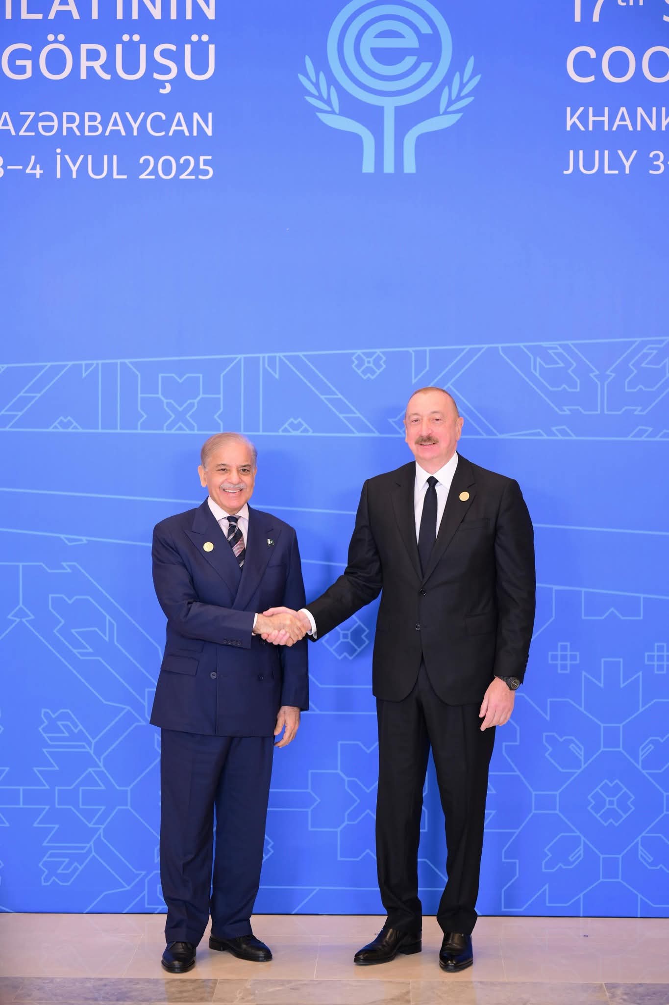 Azerbaijan’s President Ilham Aliyev Welcomes PM Shehbaz Sharif at 17th ECO Summit