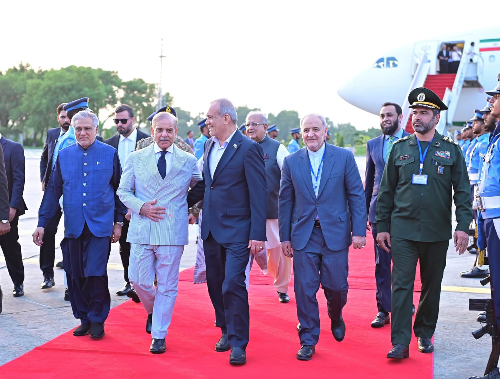 Prime Minister Shehbaz Sharif Welcomes Iranian President Dr. Masoud Pezeshkian in Islamabad for Two-Day Official Visit