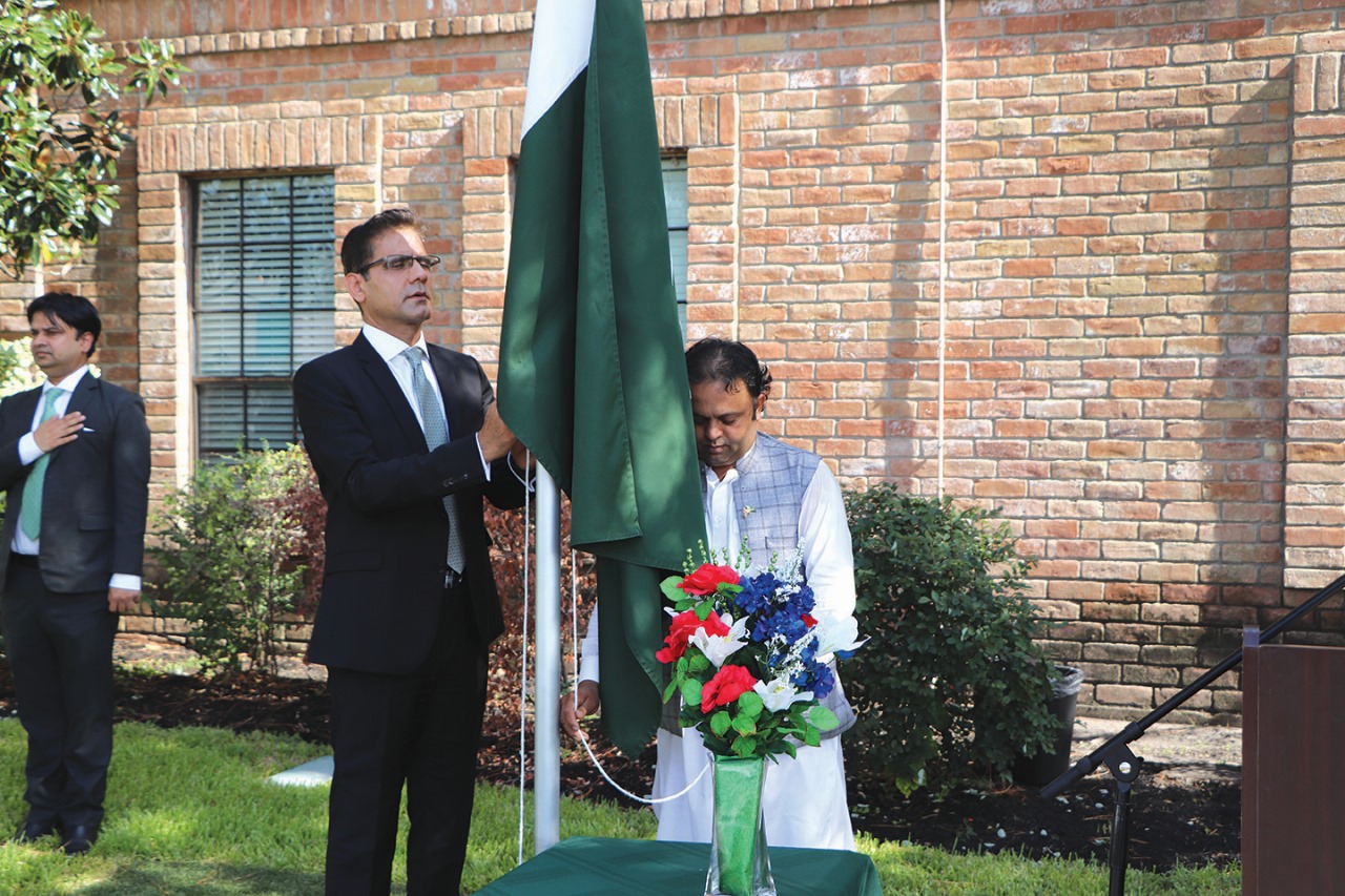 A Sea of Green and White: Pakistani Consulate in Houston Hosts Vibrant Flag Hoisting for 78th Independence Day