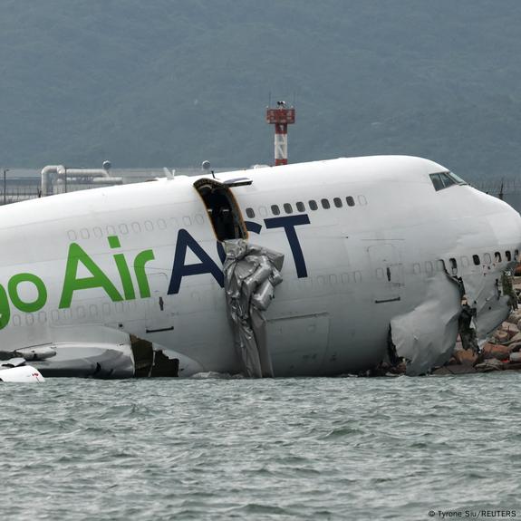 Two Killed as Cargo Plane Skids Off Runway in Hong Kong