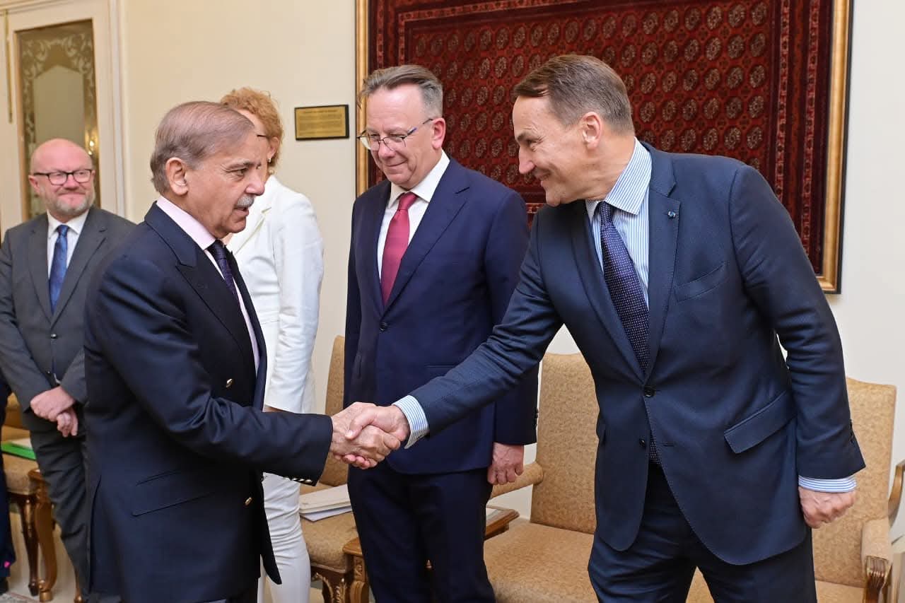 Polish Deputy Prime Minister Radoslaw Sikorski Meets Prime Minister Shehbaz Sharif