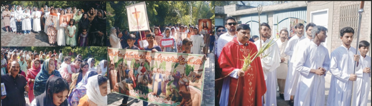 Palm Sunday procession Faisalabad Catholic Cathedral