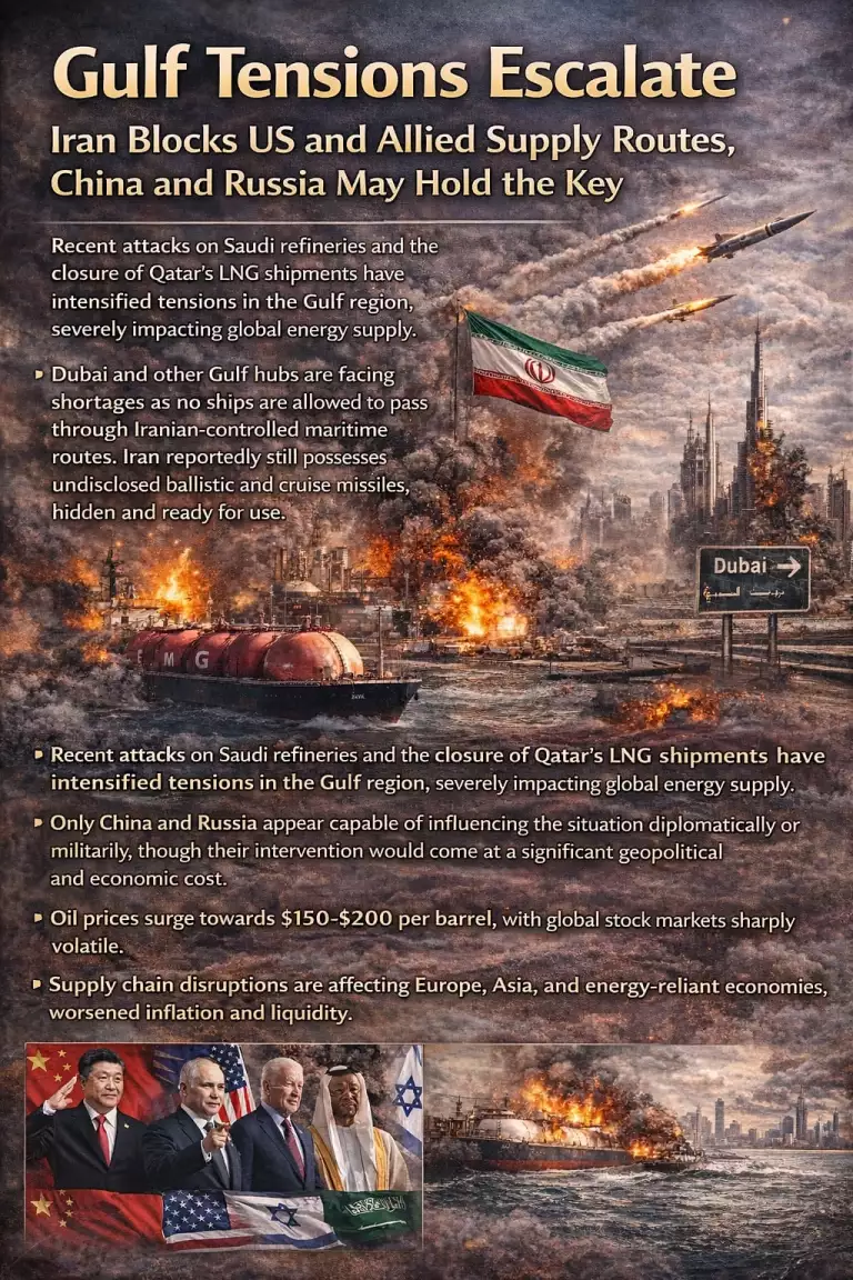 Gulf Tensions Escalate: Iran Blocks US and Allied Supply Routes, China and Russia May Hold the Key