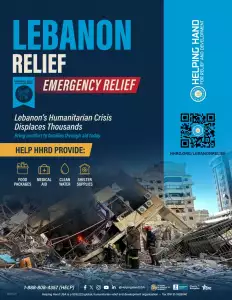 Lebanon emergency relief campaign helping displaced families with food, medical aid, clean water, and shelter supplies