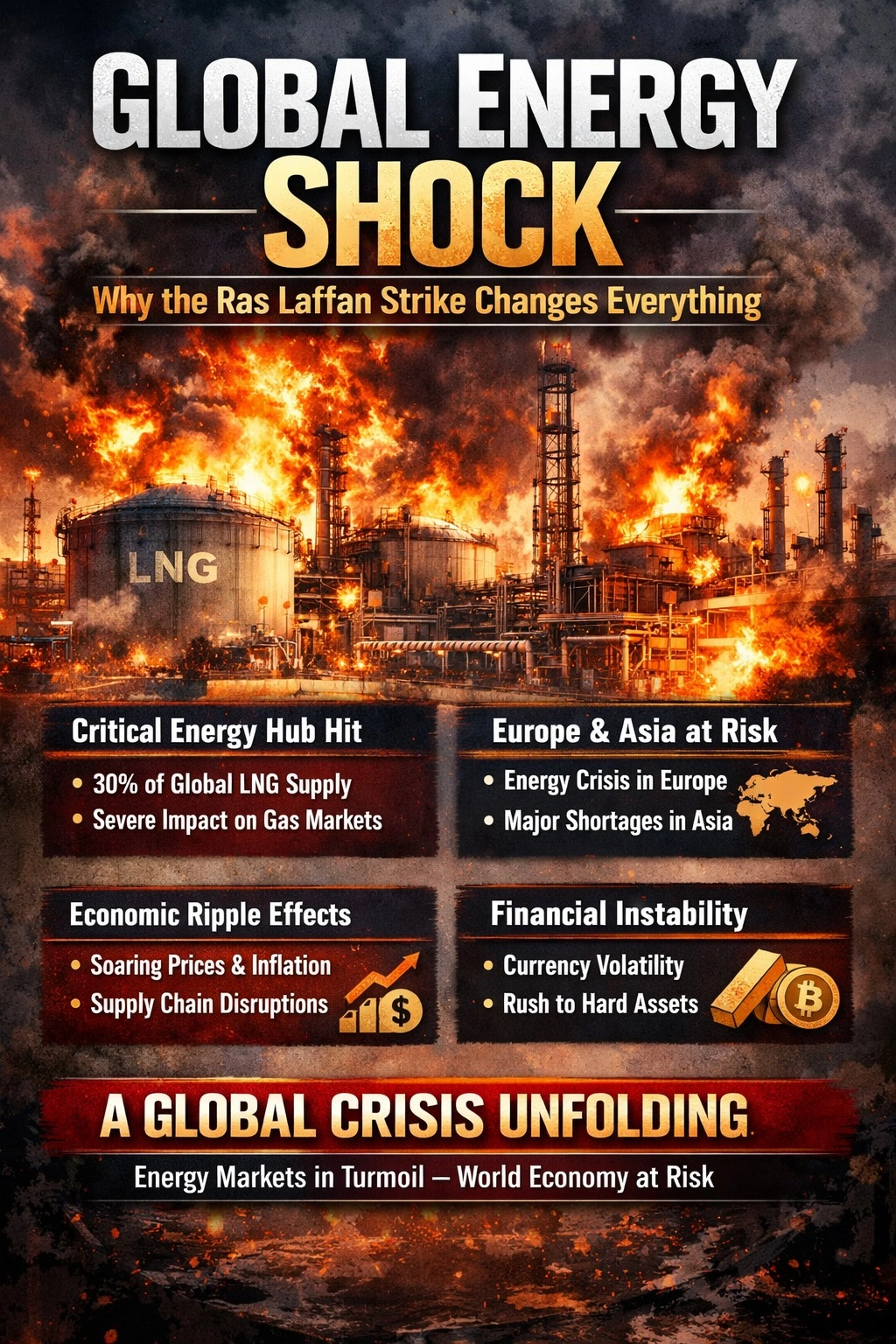 Global Energy Shock as Ras Laffan LNG facility in Qatar faces disruption impacting worldwide energy supply