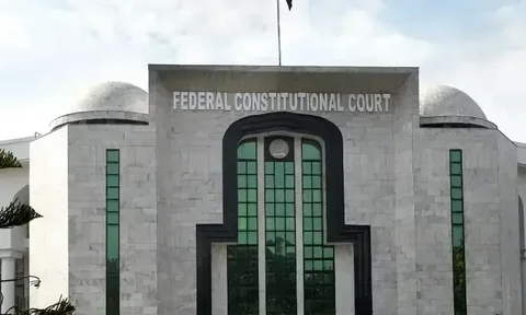 premature verdict circulation — Federal Constitutional Court Pakistan building Islamabad as Chief Justice Aminuddin Khan issues directive against premature verdict circulation March 2026