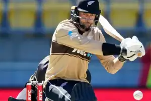 New Zealand vs South Africa — Devon Conway batting at Seddon Park Hamilton as NZ post 175/6 to level T20 series 1-1 against South Africa March 17 2026