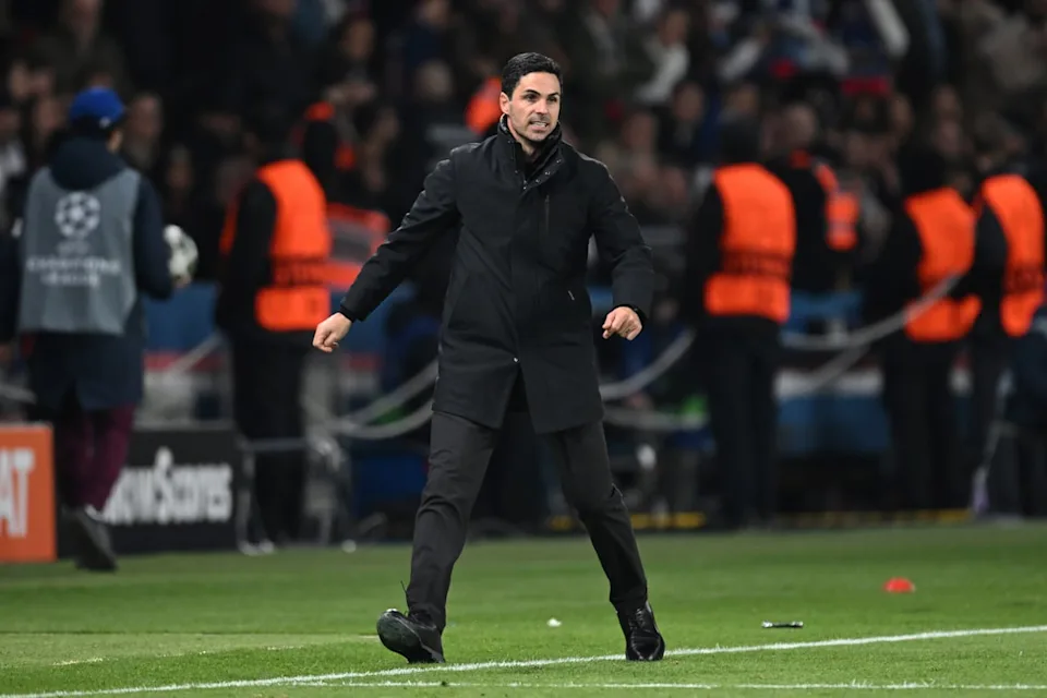 Mikel Arteta Arsenal manager on the touchline during a Premier League match