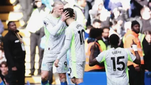 Man City win Premier League Pep Guardiola celebrates as Manchester City beat Chelsea 3-0 at Stamford Bridge to close the 2025-26 title gap to six points