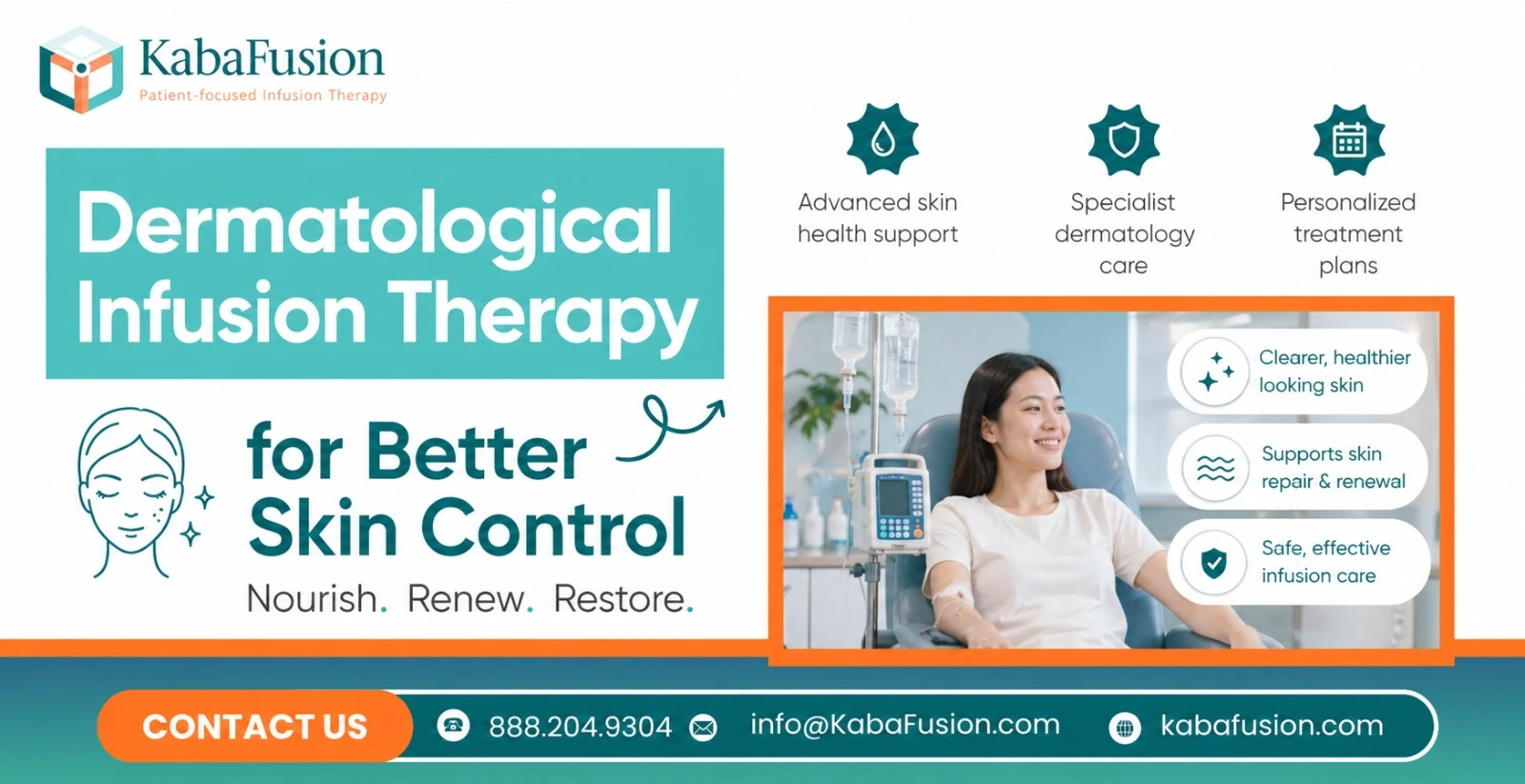 Dermatological infusion therapy IV treatment skin condition care patient