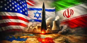 US and Iran flags representing the ongoing Middle East conflict today amid failed peace talks and naval blockade