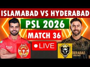 Islamabad United bowlers celebrating wickets against Hyderabad Kingsmen in PSL 2026 match at National Stadium Karachi