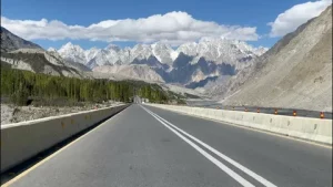 Karakoram Highway reopened today vehicles moving along the KKH Thakot to Raikot section through the Karakoram mountain range