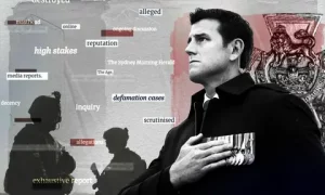 Ben Roberts-Smith at a press conference after his defamation case ruling in Australia
