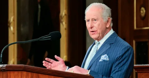 King Charles III delivering his historic speech to a joint meeting of US Congress at the US Capitol on April 28, 2026