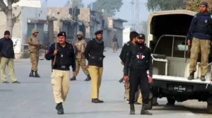 Khyber Pakhtunkhwa police officers on patrol amid rising terrorism and insurgency threats along the Afghanistan border in KPK 2026