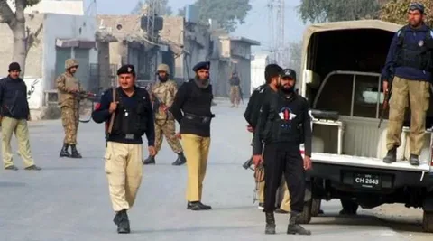 Khyber Pakhtunkhwa police officers on patrol amid rising terrorism and insurgency threats along the Afghanistan border in KPK 2026