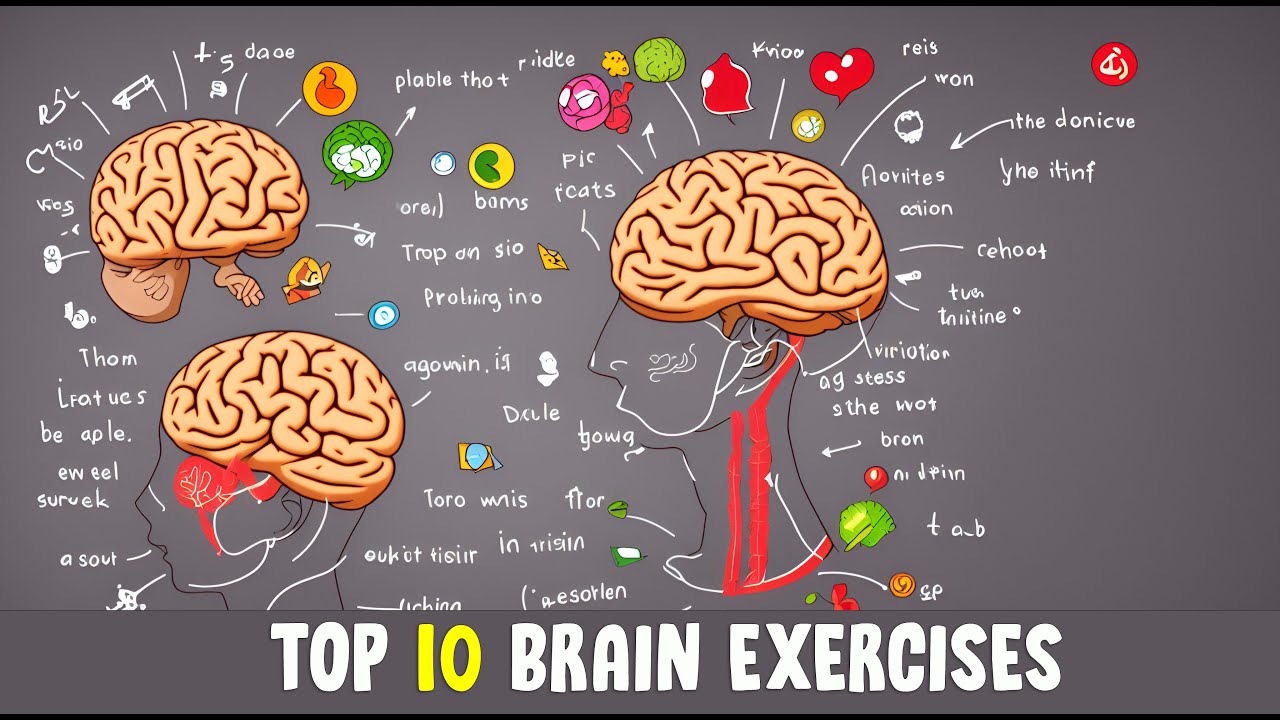 Person doing mental exercises to improve memory and concentration with brain activity illustration