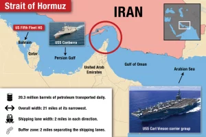 Strait of Hormuz closed map showing tanker traffic disruption and ceasefire zone in April 2026