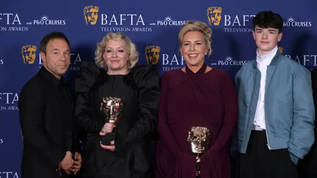 Stephen Graham and cast of Adolescence Netflix celebrate historic four BAFTA TV Awards 2026 wins at Royal Festival Hall London
