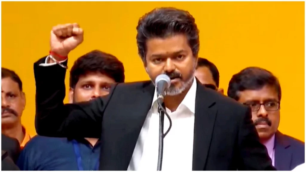 C. Joseph Vijay takes oath as Tamil Nadu Chief Minister at Jawaharlal Nehru Stadium Chennai on May 10 2026