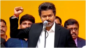 C. Joseph Vijay takes oath as Tamil Nadu Chief Minister at Jawaharlal Nehru Stadium Chennai on May 10 2026