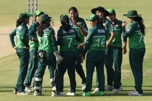 Pakistan women opener Sadaf Shamas playing a shot during the 1st ODI against Zimbabwe at National Bank Stadium Karachi, May 2026