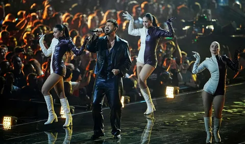 Noam Bettan representing Israel performs at Eurovision Song Contest 2026 semifinal in Vienna Austria