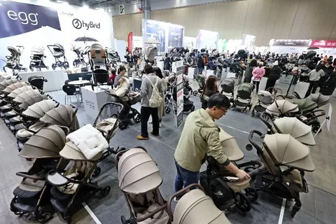 Newborn babies in a South Korean hospital nursery amid the country's population decline crisis, 2026.