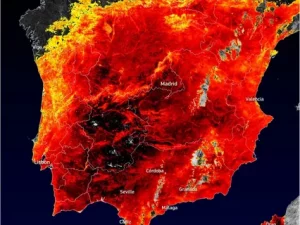 Scorched European streets under intense heat haze during the Europe heat dome 2026 heatwave affecting UK, France, and Spain in late May