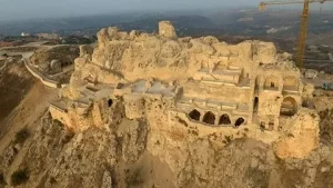 Beaufort Castle Lebanon overlooking the hills near Arnoun, a medieval fortress with strategic importance in regional conflicts.