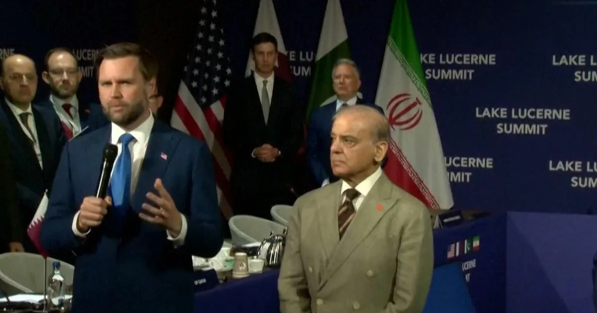 US and Iranian delegations meeting in Switzerland during high-level diplomatic talks amid Strait of Hormuz tensions