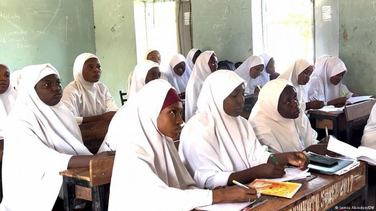 Nigerian women and girls attending classes and pursuing education to improve their future opportunities and economic independence.