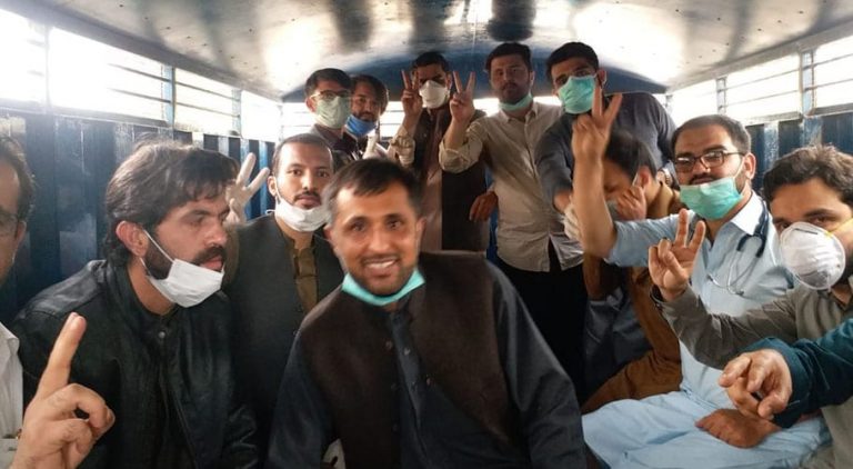 Doctors protesting in Quetta after a shocking acid attack incident that sparked security concerns across Balochistan.