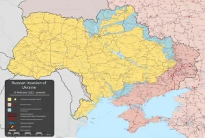 Ukrainian soldiers monitoring the frontline as military positions shift on the Ukraine war map in 2026.