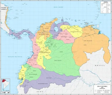 Political map of Colombia showing all 32 departments, their capitals, and major cities under the country's administrative structure.