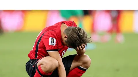 South Korea players react after being eliminated from the FIFA World Cup 2026 following a disappointing campaign.
