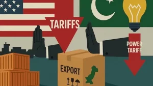 Cargo containers at a Pakistani port showing export goods being shipped to the United States amid changing US tariff policies in 2026.