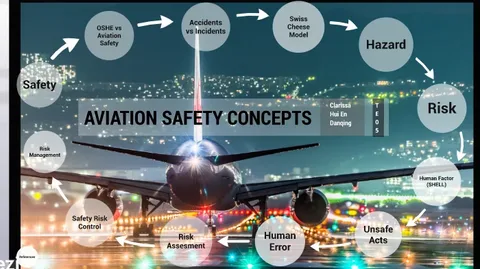 Airport runway with aircraft and safety inspection crew highlighting global aviation safety concerns and regulatory monitoring systems.