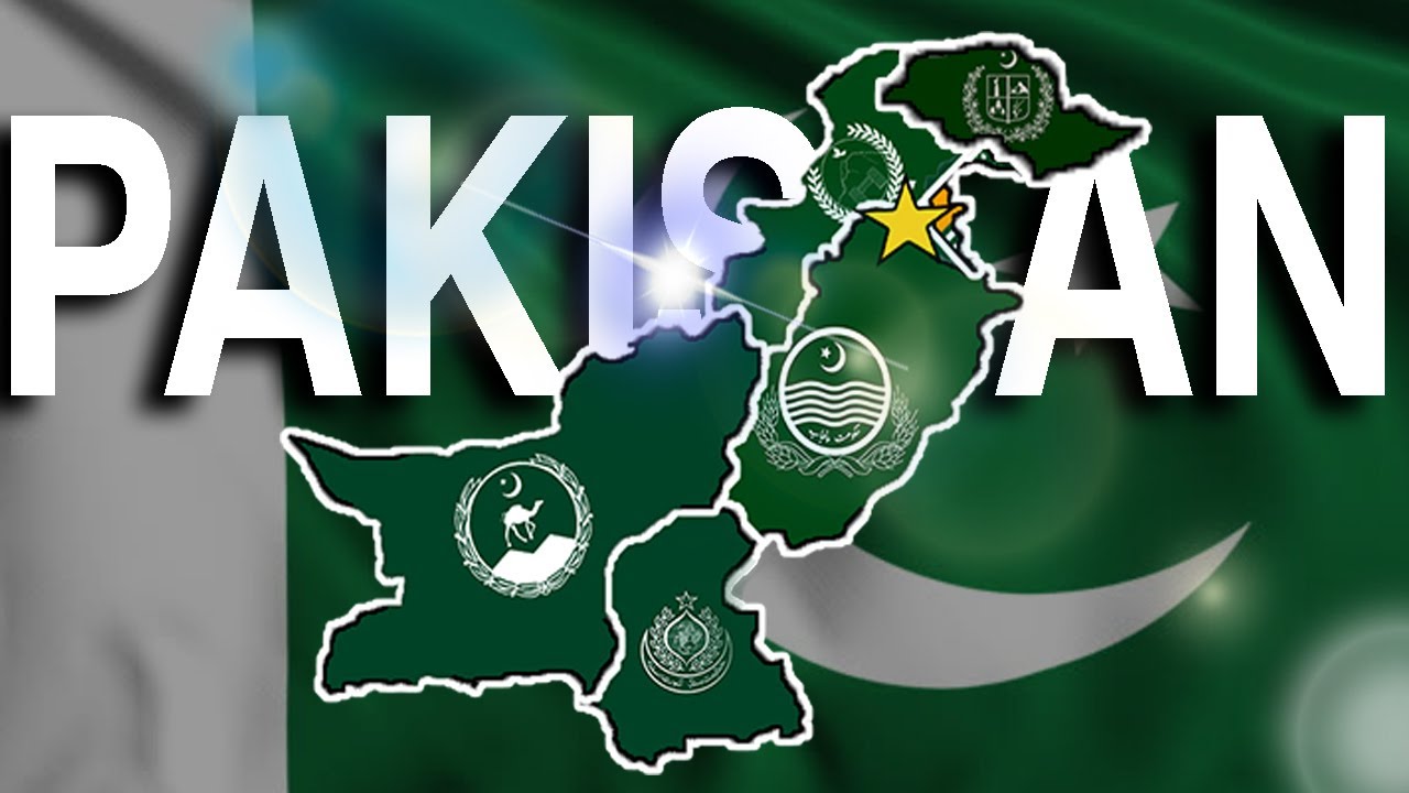 Map showing the 5 provinces of Pakistan with names, borders, and area percentage details