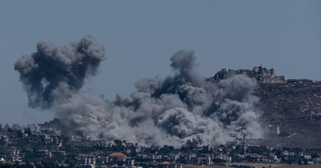 Israel attacks Lebanon near Beaufort Castle with smoke rising over southern Lebanon village