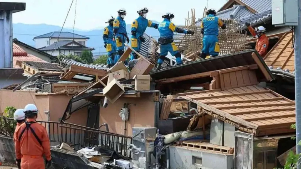 Residents taking shelter after the deadly Japan earthquake in Kumamoto.