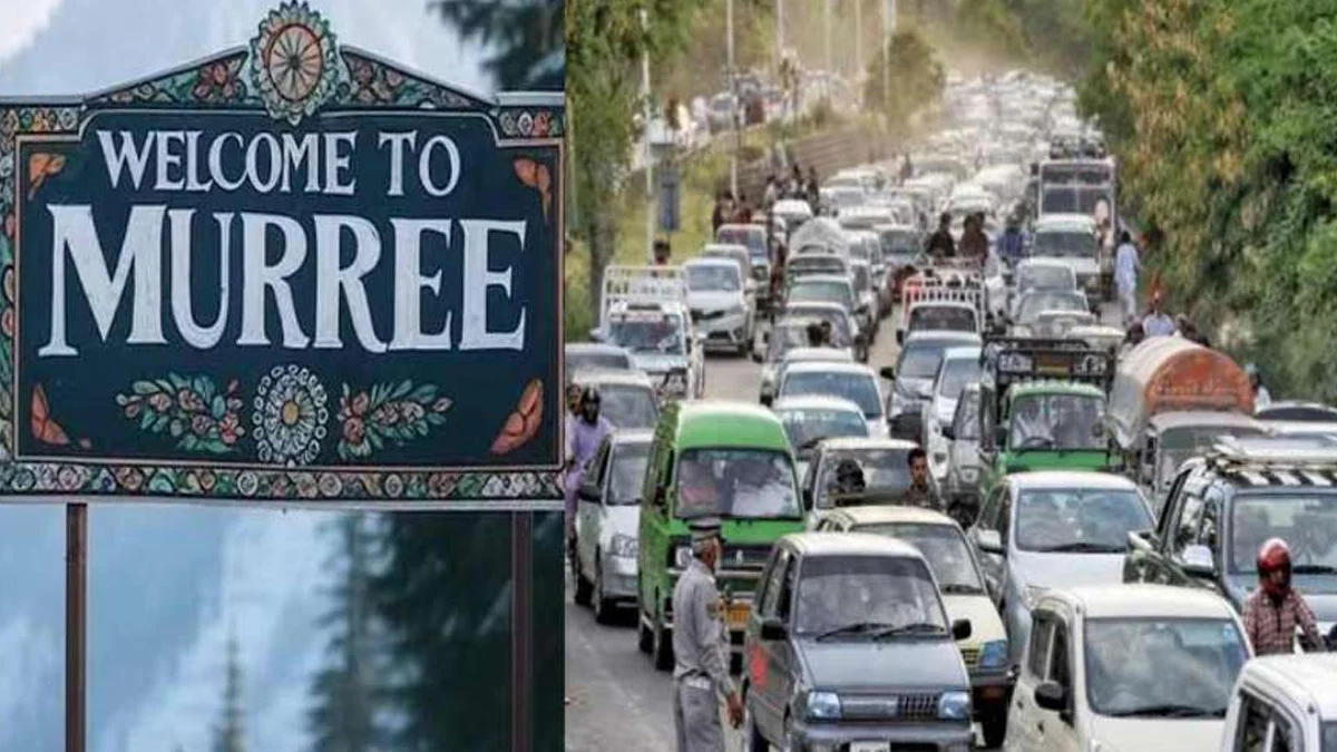 Heavy traffic on the Murree Expressway as thousands of tourists head to Murree during the weekend.