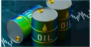 Oil price chart showing Brent crude oil price and WTI crude oil prices falling after easing Middle East tensions.