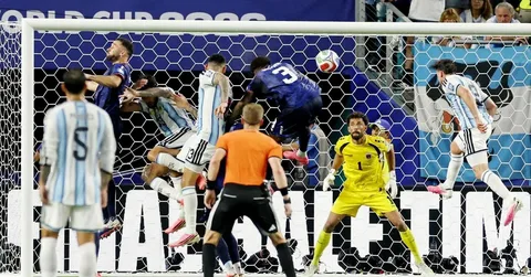 Lionel Messi celebrates his goal during Argentina vs Cape Verde World Cup 2026 round of 32 match in Miami