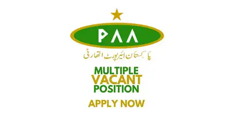 Pakistan Airports Authority headquarters building and official logo at Jinnah International Airport Karachi