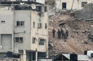 Security forces operate during a deadly West Bank raid amid the ongoing Israel-Palestine conflict.